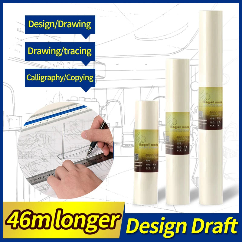 AngelMark Tracing Paper Roll High Transparent Draft Rotring Drawing Paper Sketch Copy Paper Pattern Painting Paper for Sewing