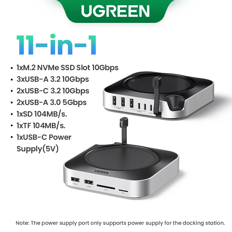 UGREEN USB HUB Docking Station for Mac Mini M4 M4 Pro M.2 NVMe SSD 8TB Max 10Gbps USB-A&C Ports SD&TF 170MB/s USB Splitter Dock