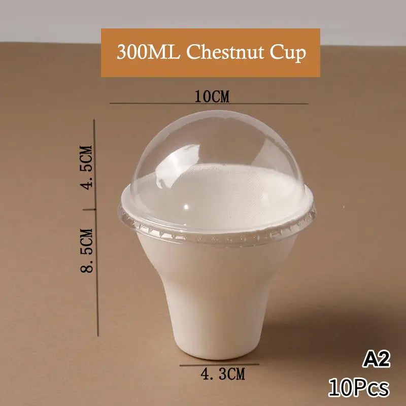 New 10Pcs Disposable Ice Cream Cup Dessert Cake Paper Cup Shaved Ice Yogurt Bowl Food Grade Tiramisu Dessert Pulp Cups