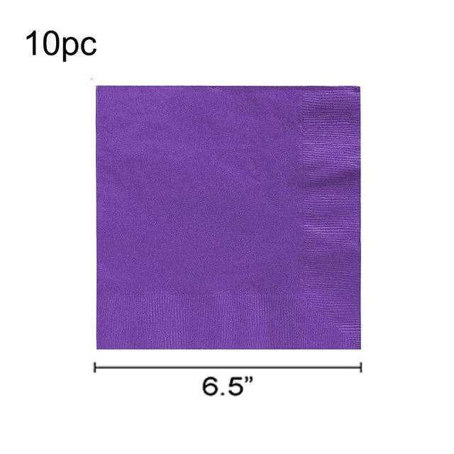 Solid Purple Color Party Decorations Disposable Paper,Cups,Plates,Spoons,Kids Birthday Supplies Baby Shower Decorations
