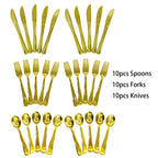 Rose Gold Disposable Knife Fork Spoon Cutlery Set Disposable Tableware Birthday Party Decorations Wedding Baby Shower Supplies
