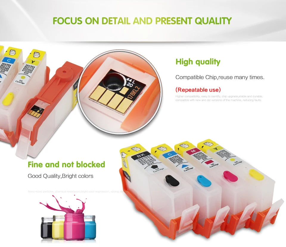 Refillable Ink Cartridge For HP 670 Ink Cartridge 4 Color with ARC Chip For HP 670 Deskjet 3525 4615 4625 5525 Printer