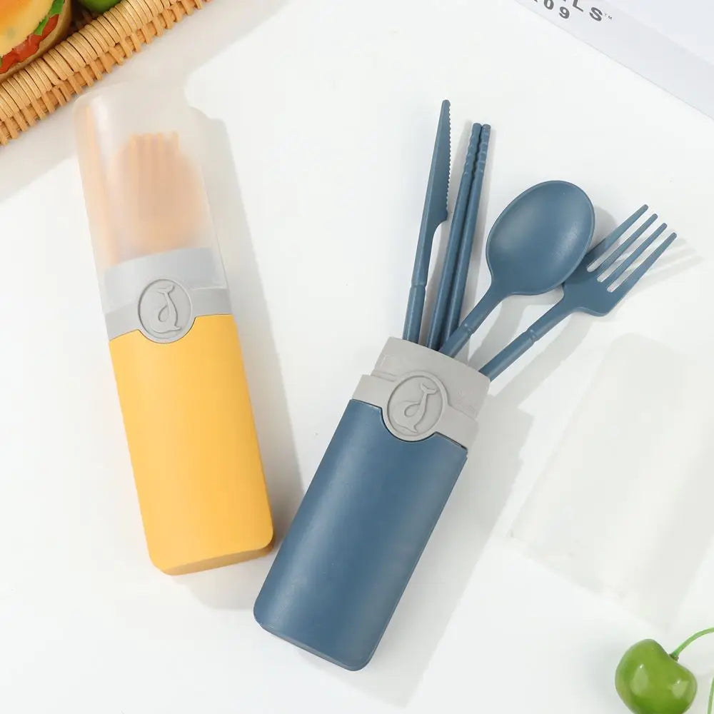 Wheat Straw Portable Reusable Spoon Fork Spoon Portable Cutlery Sets With Case Tableware Set