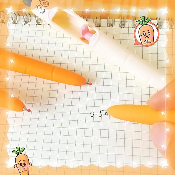 4 Pcs Kawaii Carrot Tongue Gel Pen Set 0.5mm Fine Point Black Ink Cute Writing Pens for Easter Basket Office Decorations & Stuffers