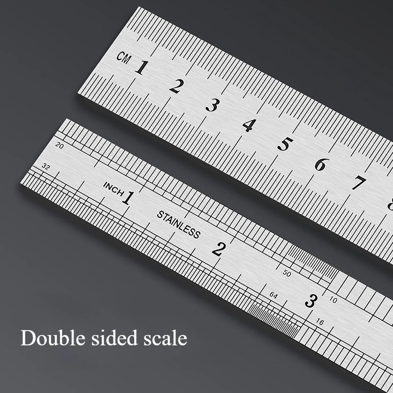 Stainless Steel Metal Straight Ruler Precision Double Sided Precision Measuring Tool Scale Metric Ruler Accessories 15-40cm