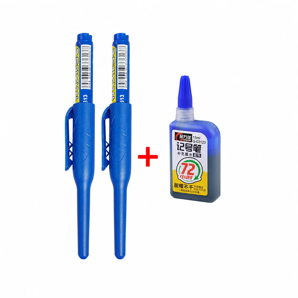 1-6Pcs 45mm Waterproof Long Head Nib Deep Hole Markers Pen Tile Carpenter Pen Multi-purpose for Woodworking Black/Blue/Red Ink