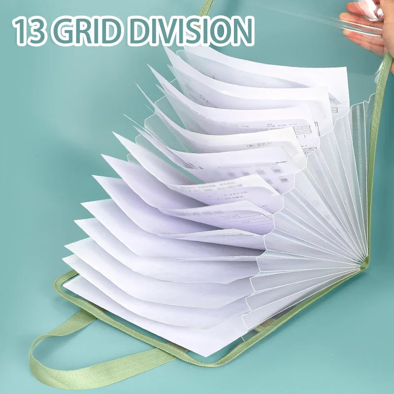 HUAJIE A4 Transparent Accordion File Folder, 13 Pockets Vertical Handheld Expanding Document Organizer for Student Subject Stora