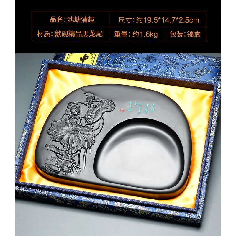 Exquisite Traditional Portable Lightweight Calligraphy Inkstones Huizhou Ink Slabs Perfect for Brush Writing Students Inkstone