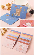 10pcs Japanese Cute Style Paper Envelopes Bear Rabbit Blessing Thank Envelope Cartoon Decoration Letter Paper Greeting Gift Card