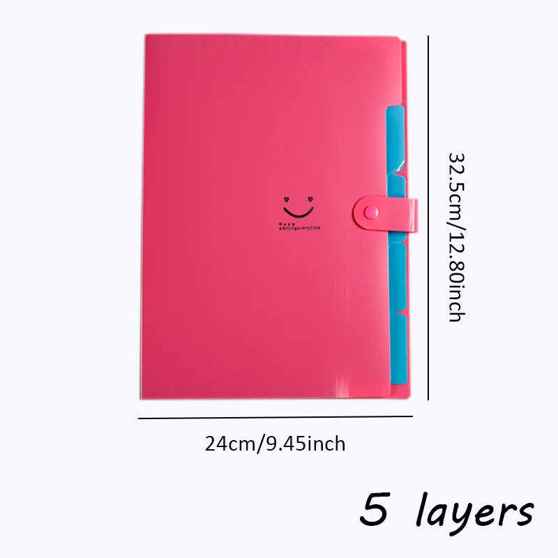 A4 Organ Folder 5 Layers Macaron Colors File Manager Storage Simple Folder for Student School and Office Stationery Supplies