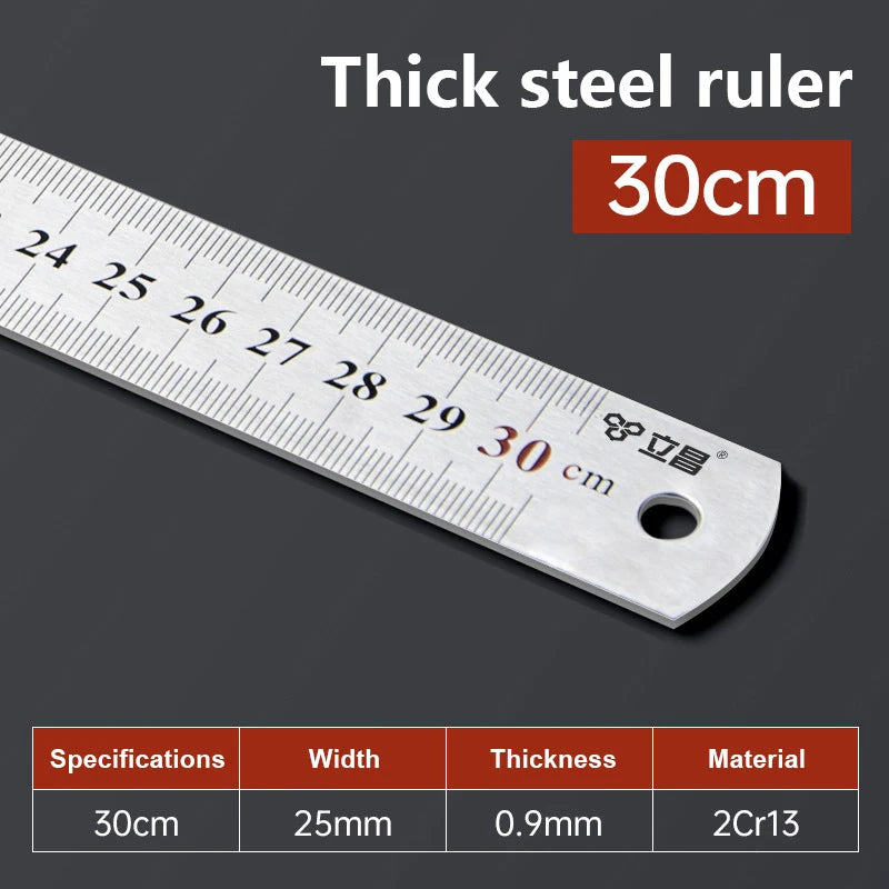 15cm/20cm/30cm/40cm/50/60cm Metal Ruler Stainless Steel Straight Ruler Measuring Ruler Precision Double Sided Measure Ruler Tool