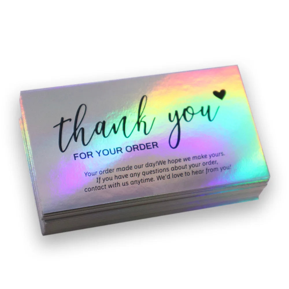 10-50pcs Thank You Cards For Small Business Colorful Laser Paper Thank You For Your Order "Beyond Grateful" Cards