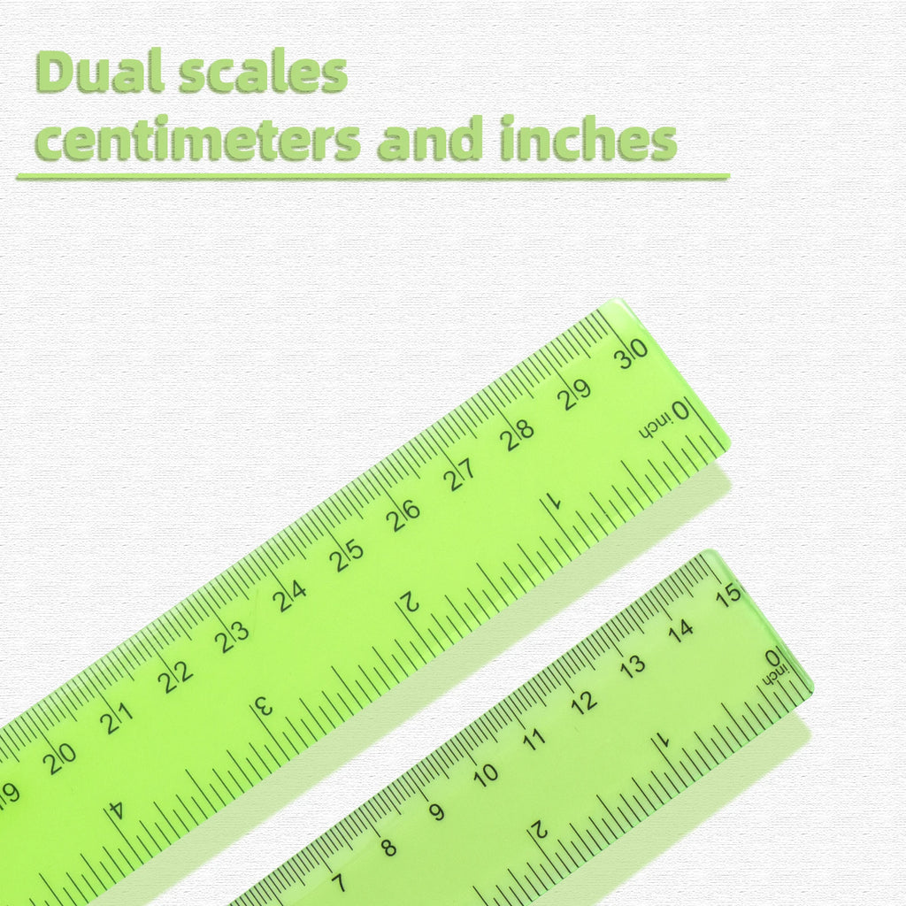 30cm Ruler Set - 6-Piece Measuring and Drawing Kit with Straight Ruler, Protractor, and Triangle Set