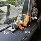 Cute Tom Car Dashboard Decor Set Cartoon Figure Jerry Vehicle Interior Desktop Ornament Collection Car Accessories Windshield