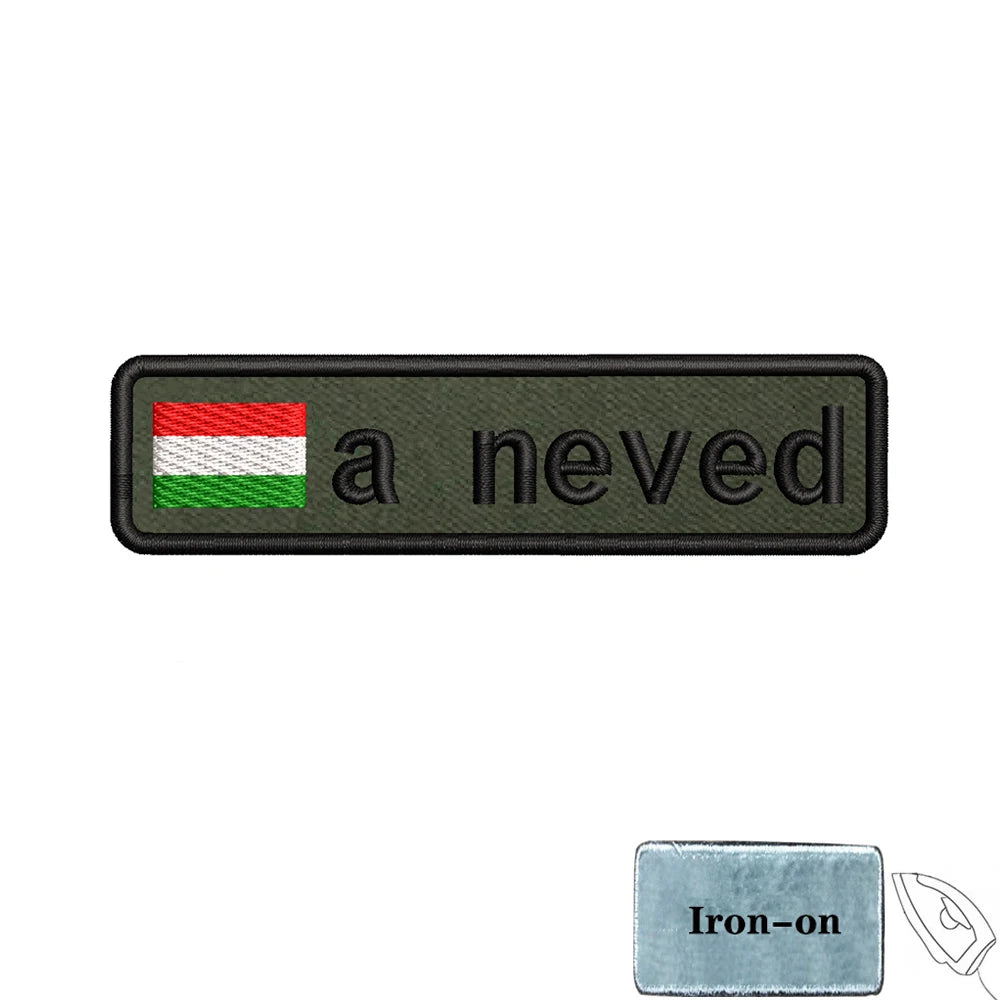 1PC 10cmX2.5cm Custom Name flag Patch Stripes Badge tags Iron On Or Hook Loop Army green Estonia Austria Bulgaria Luxembourg