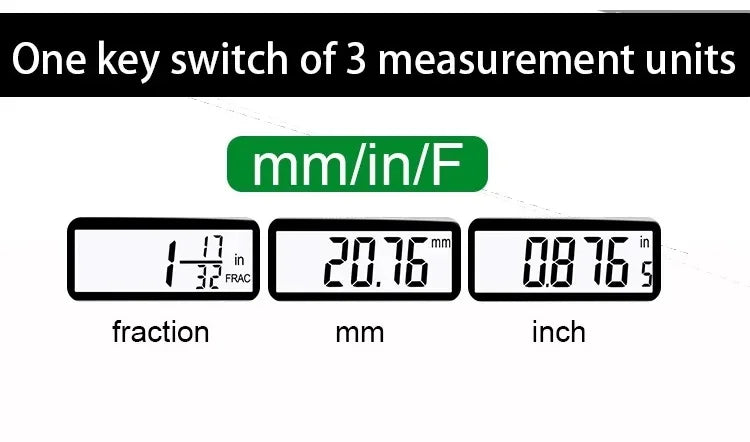 ET50 150mm Digital Caliper Stainless Steel Fraction / MM / Inch 0.01mm High Precision for Mechanical Components Measure