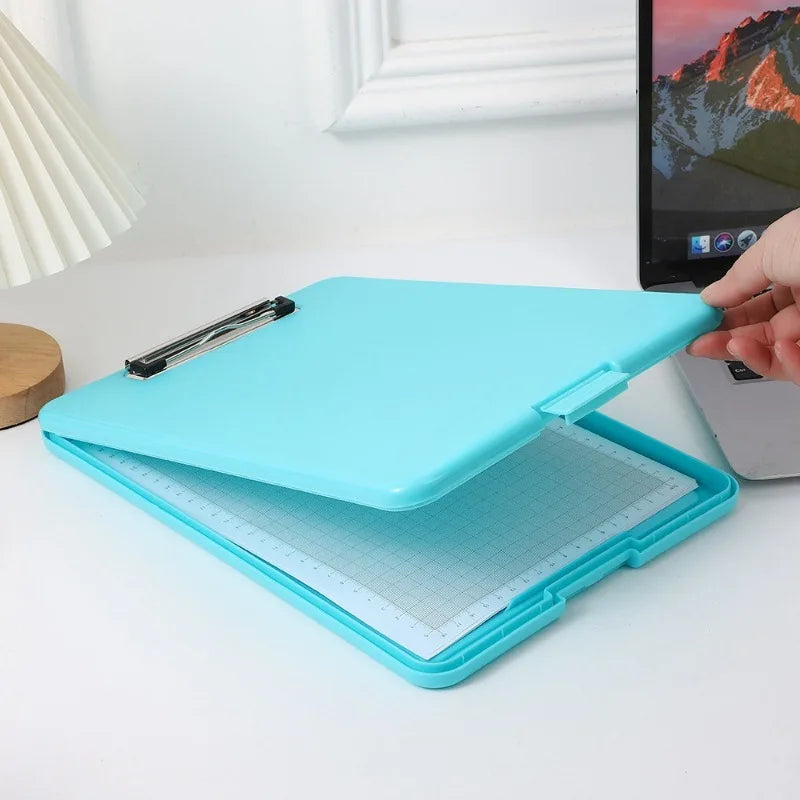 Clipboard with storage  33x24 cm, heavy storage clipboard, plastic clipboard with side opening folding.