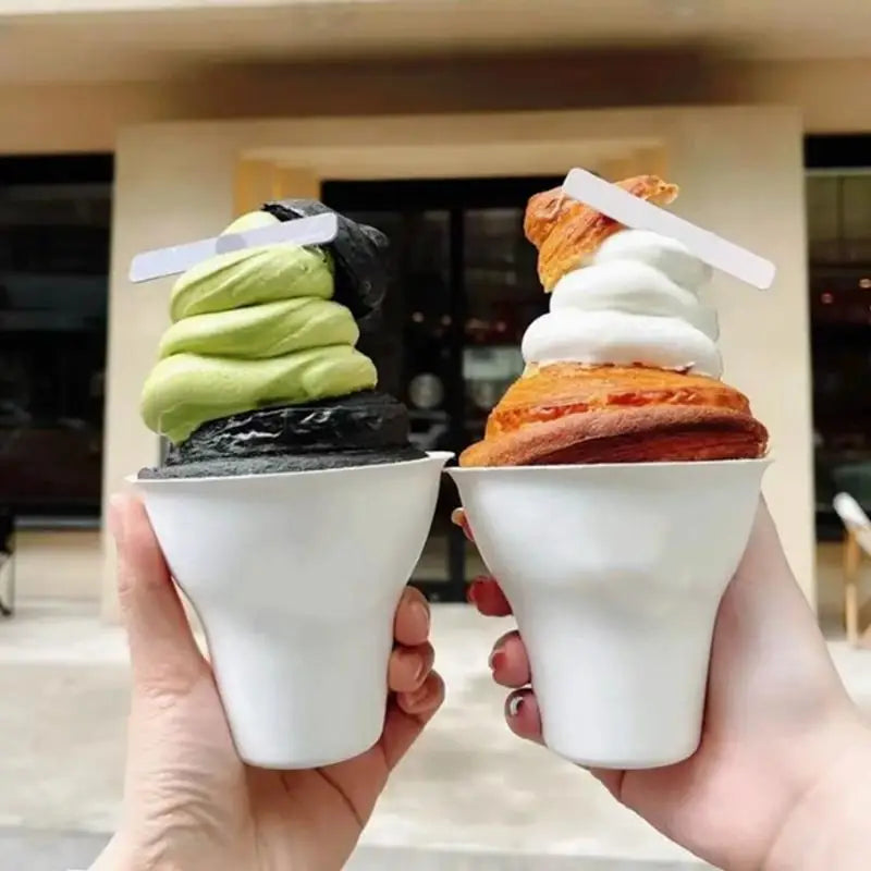 10Pcs Disposable Ice Cream Cup Dessert Cake Paper Cup Shaved Ice Yogurt Bowl Food Grade Tiramisu Dessert Pulp Cups