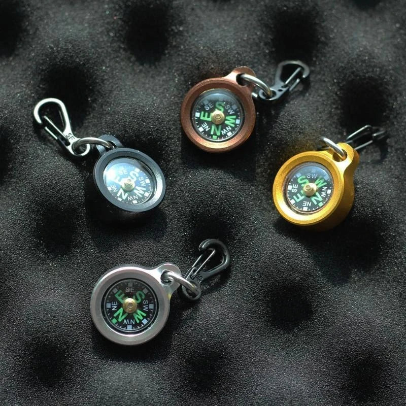 Mini Aluminum Alloy Compass Keychain Pendant Outdoor Hiking Camping Mini Portable Compass Bag Charm