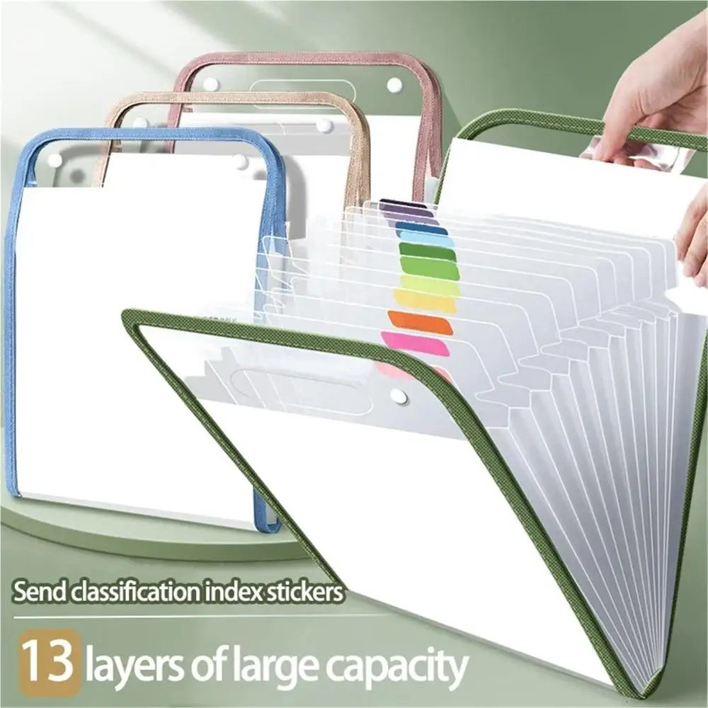 A4 Accordion File Folder Translucent 13 Pockets Expanding Letter Labels School Home Office Document Receipt Filing Organizer