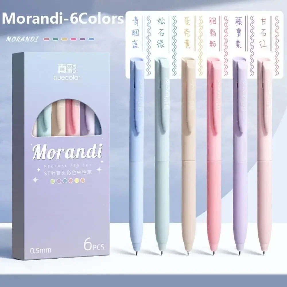 6Colors/Set Color Gel Pen 0.5mm ST Tip Ballpoint Pen Writing Tool Color Ink Signing Pen Students Gift Stationery School Supplies