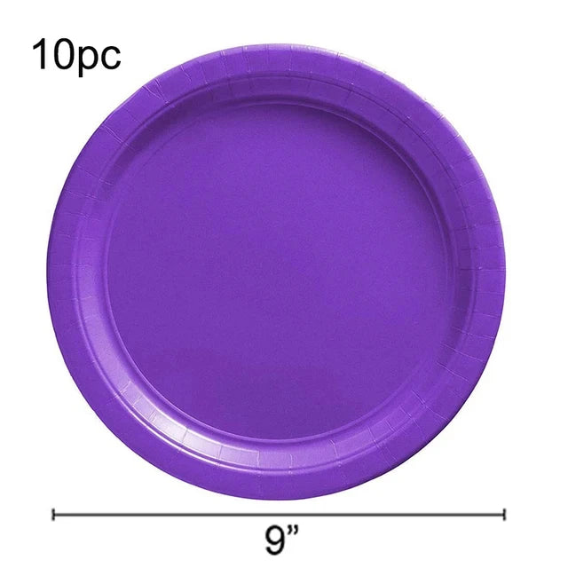 Solid Purple Color Party Decorations Disposable Paper,Cups,Plates,Spoons,Kids Birthday Supplies Baby Shower Decorations