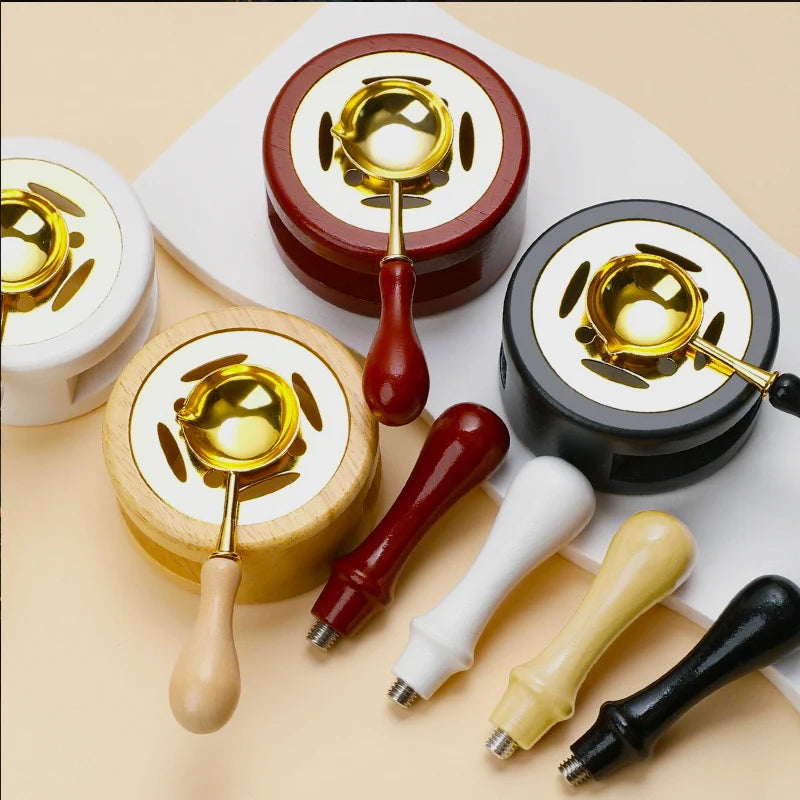 DIY Sealing Wax Spoon Bead Melting Heater Lacquer Furnace Solid Wood Stove Seal Supplies For Stamp Wax Stamp Craft Wedding Gifts
