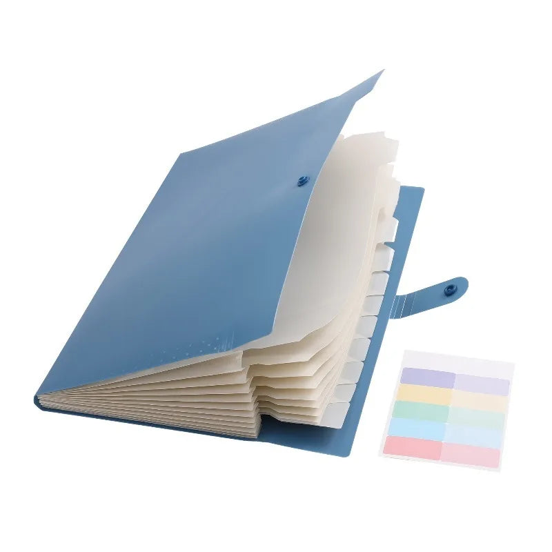 Accordion Folder A4 with 12 Compartments Folders with Macaron Color Labels Portable File Organization Suitable for School Use