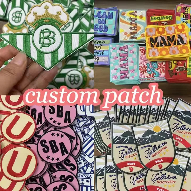 1PC 8x5cm Custom Name Tags Embroidered Patch Personalized Stripes Badge Number  Text Badge Iron On Backing Hook & Loop Backing