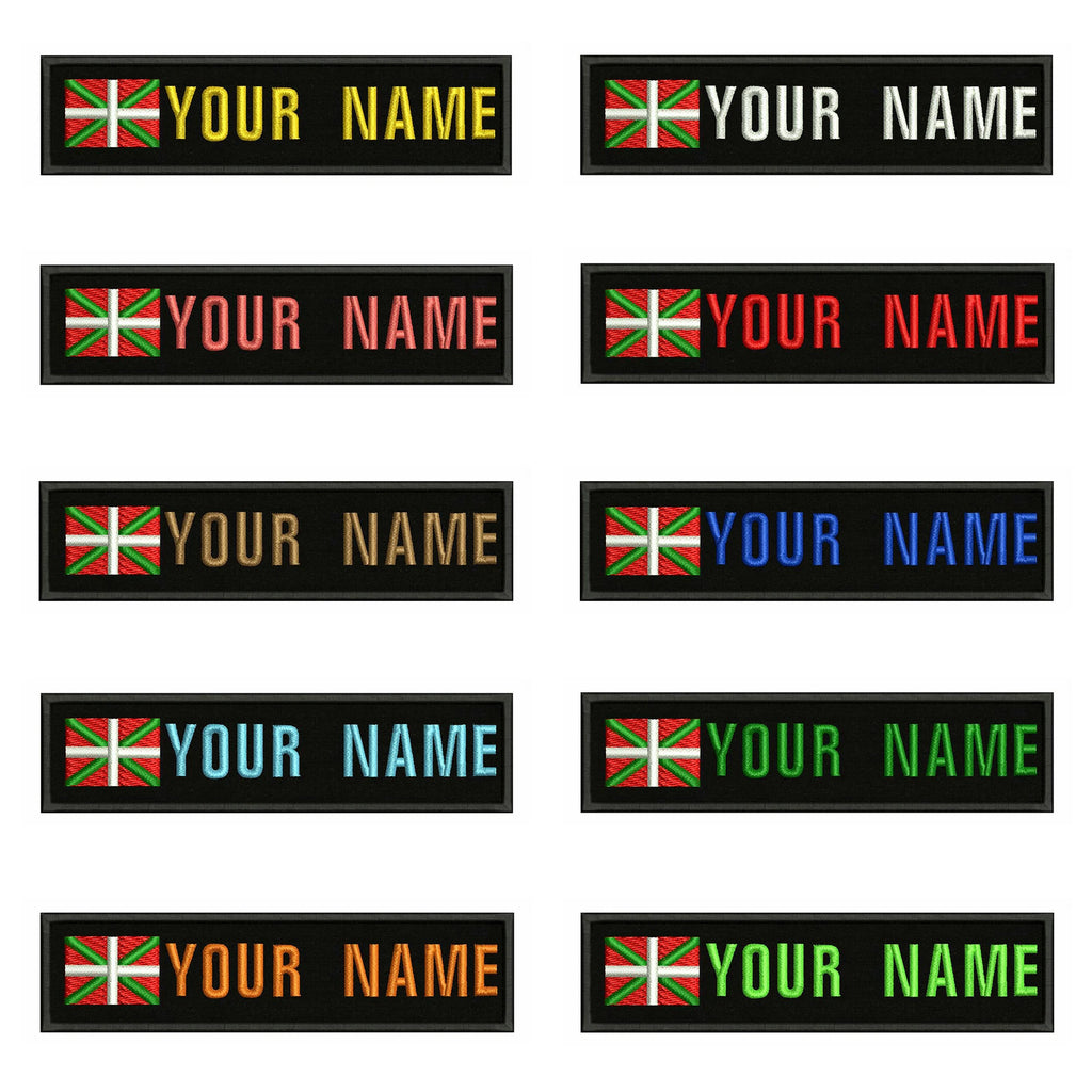 Basque Flag 10X2.5cm Embroidery Custom Name Text Patch Stripes Badge Iron On Or  Patches
