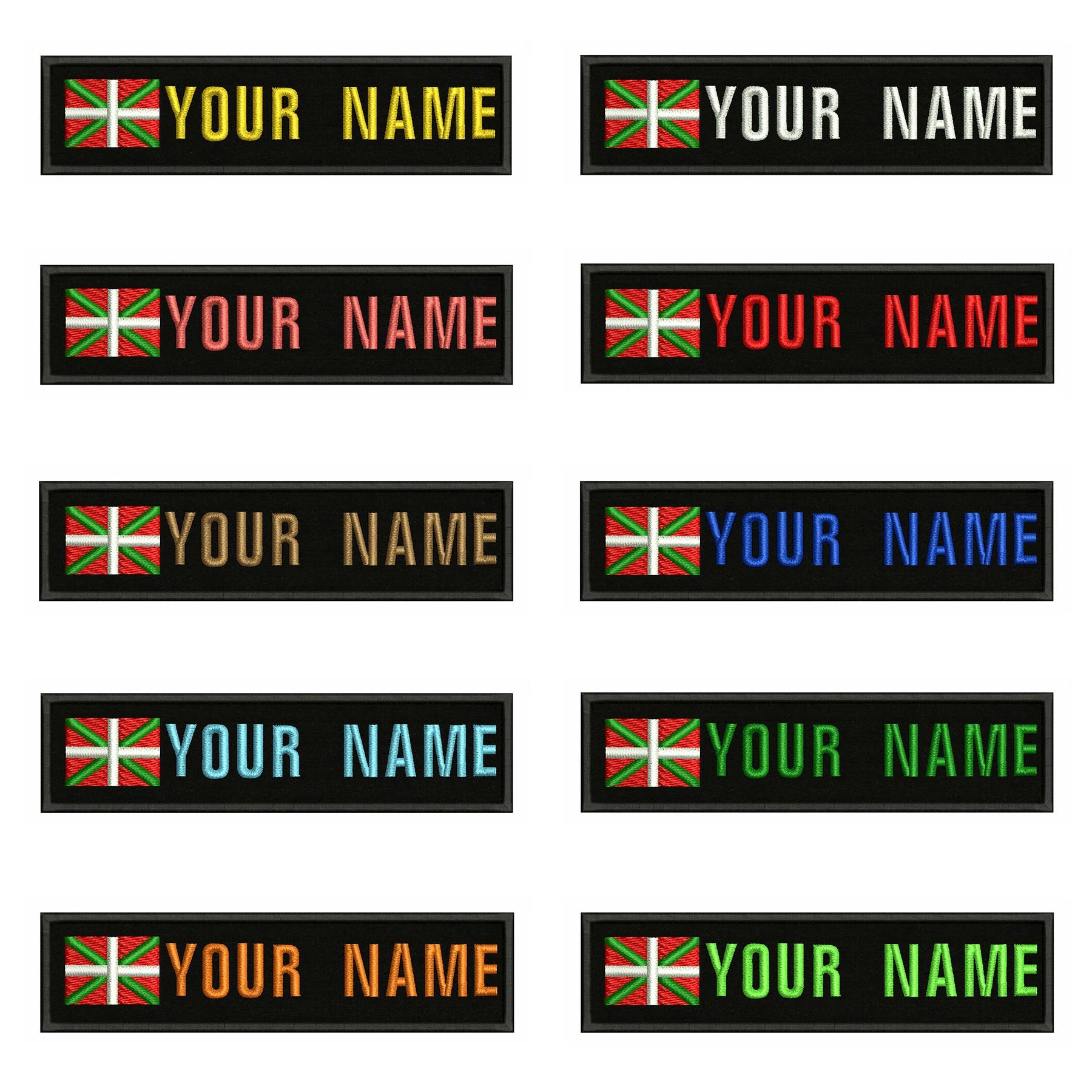 Basque Flag 10X2.5cm Embroidery Custom Name Text Patch Stripes Badge Iron On Or  Patches