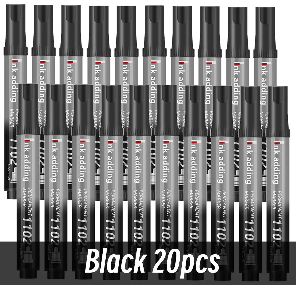 1/10/20pcs 2mm Red Blue Ink Black Permanent Marker Pens, Fine Tip, Waterproof, Quick Drying Drawing Pens Wood Stone Metal Glass