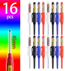 4-60Pcs 45mm Long Nib Head Carpenter Pen Deep Hole Marker Pens Black/Blue/Red/White for Measuring Woodworking Hand Tools