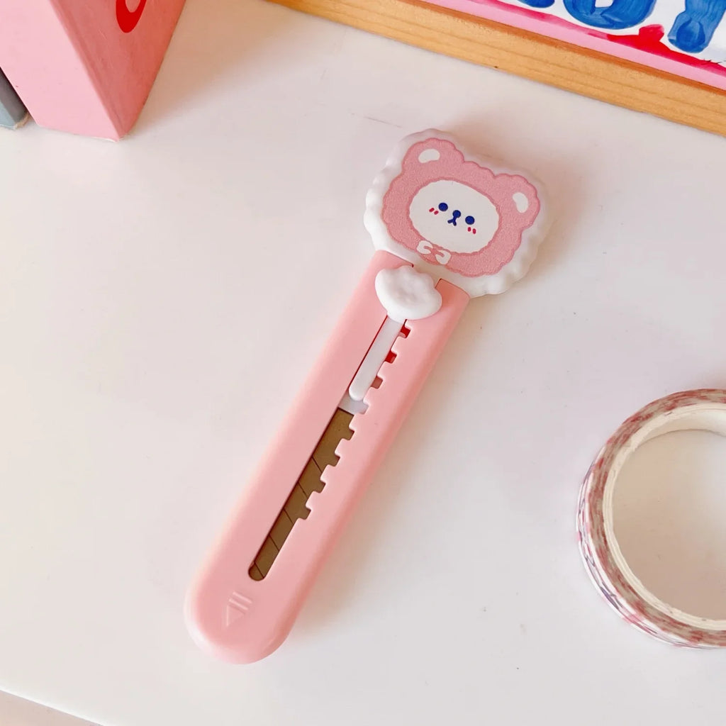 Cute Cat Paw Cloud Utility Knife MINI Pocket Sized Craft Wrapping Box Paper Envelope Cutter Letter Opener Student Art Supplies