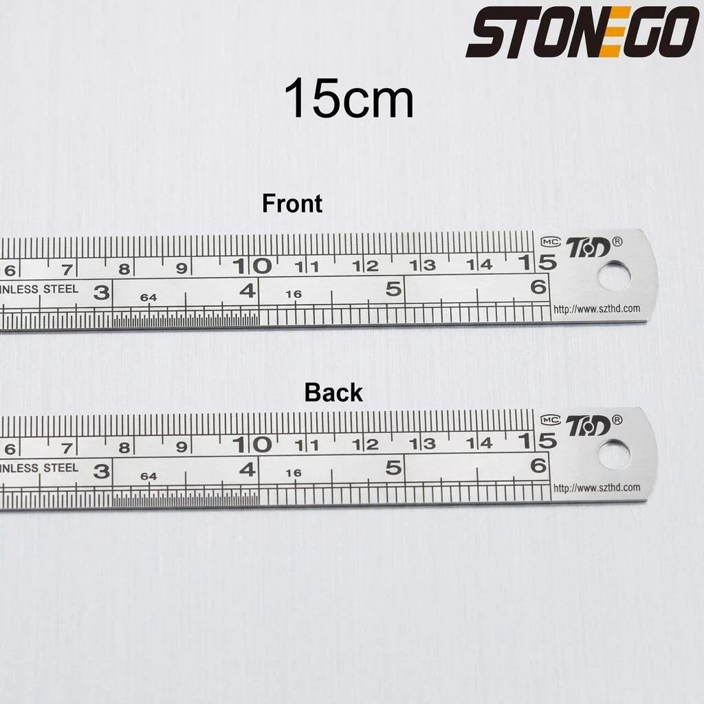 Stainless Steel Ruler Set 6 8 12 16 20 Inch Metal Rulers High Precision Double-Sided Engineering Drawing Office School Tools
