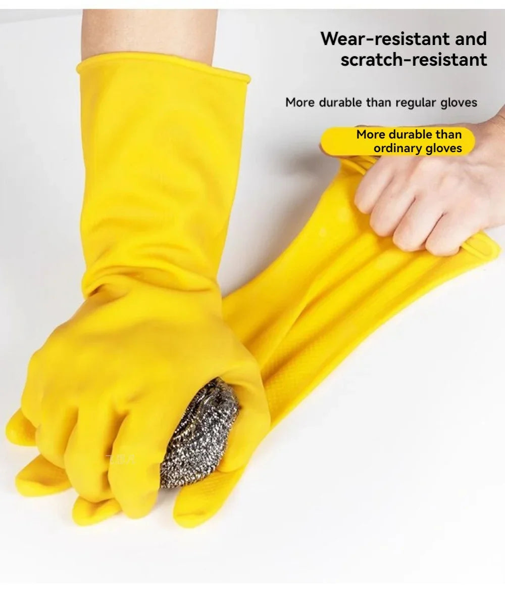 【Top Quality】Latex Glove Rubber Household Kitchen Thickened Acid and Alkali Resistant Latex Gloves Wholesale Dishwashing Laundry