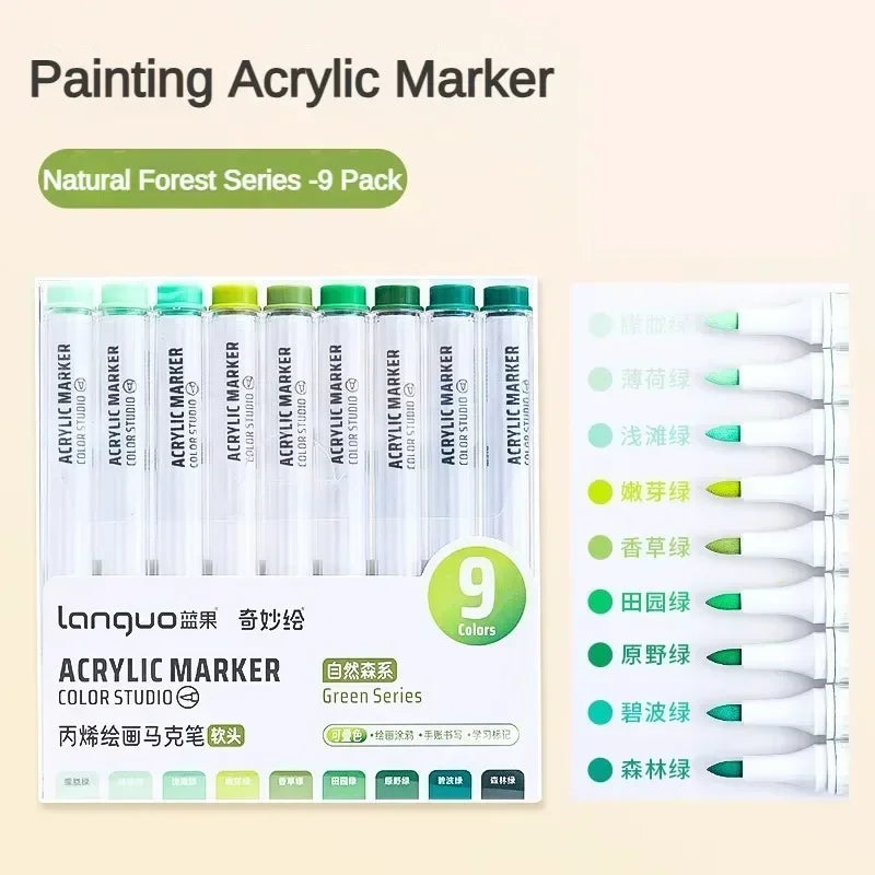 Languo 9/144 Colors Acrylic Paint Art Marker Pen DIY Painting Drawing Card Ceramic Stone Mug Glass Fabric Clothes Art Supplies