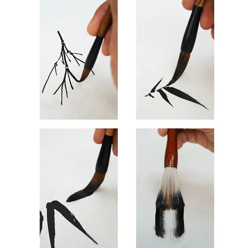 4 Pcs/set Chinese Landscape Painting Brushes Professional Bamboo Ink Wash Painting Brush Weasel Hair Handmade Soft Writing Brush