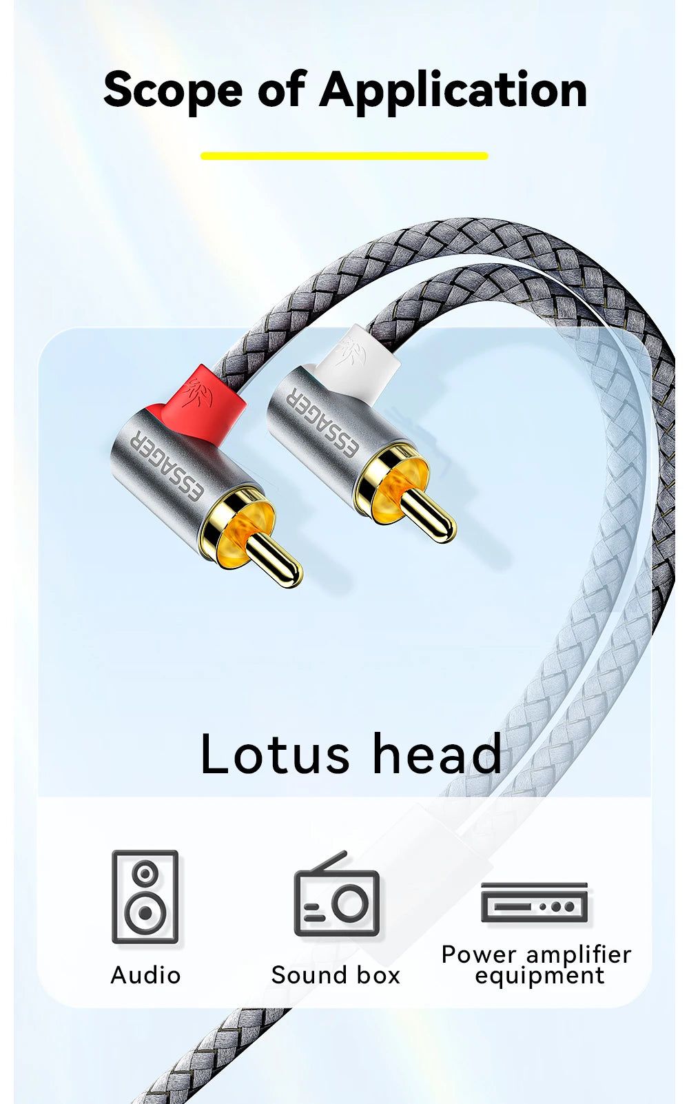 Essager 90 ° Angle RCA Audio Stereo Cable Jack 3.5mm to 2RCA Cable Splitter Male Adapter For Amplifiers Audio Home Theater Wire