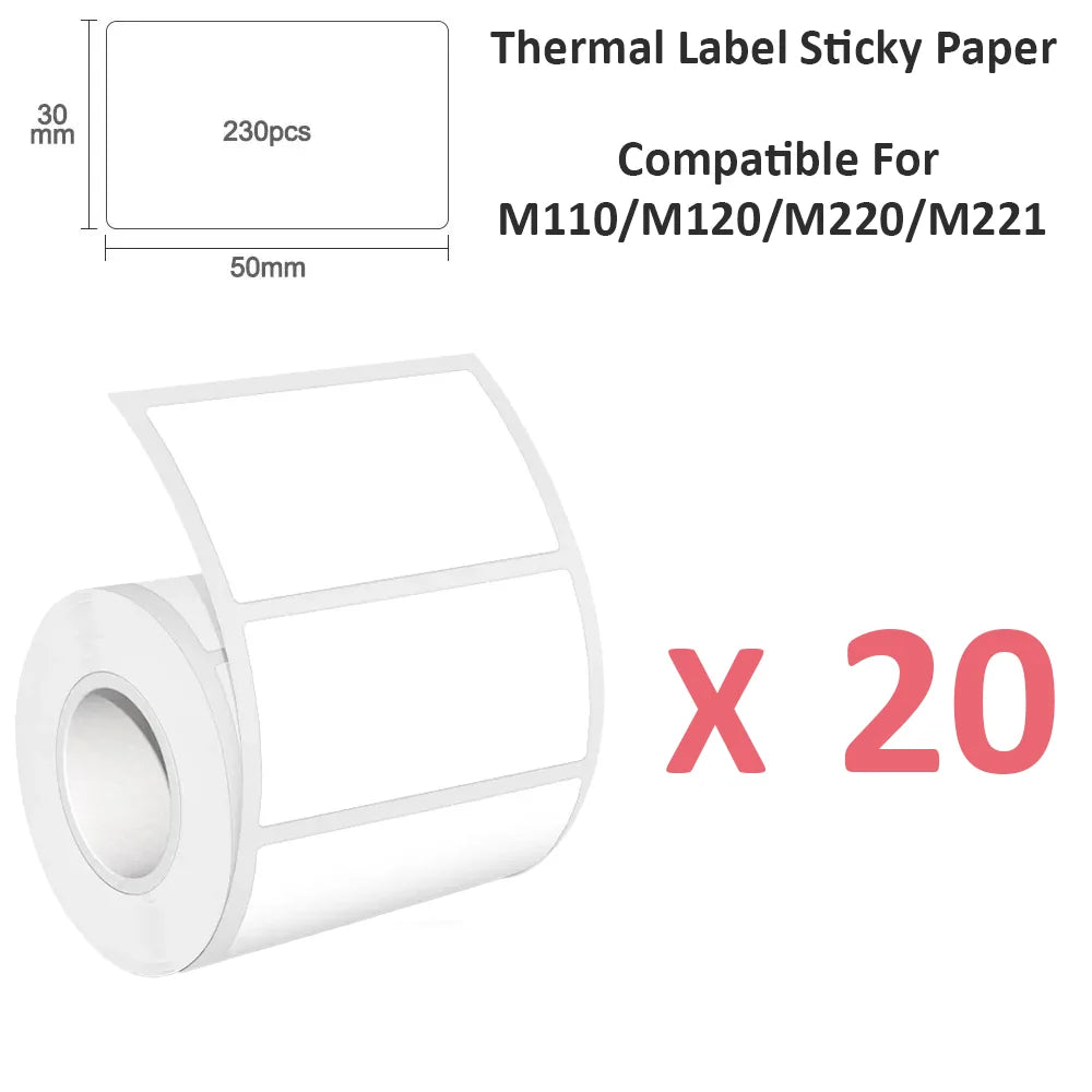 10 Rolls 50x30mm White Self-Adhesive Thermal Labels for Portable Handheld Printers Barcode Shipping Address Stickers Easy Clean