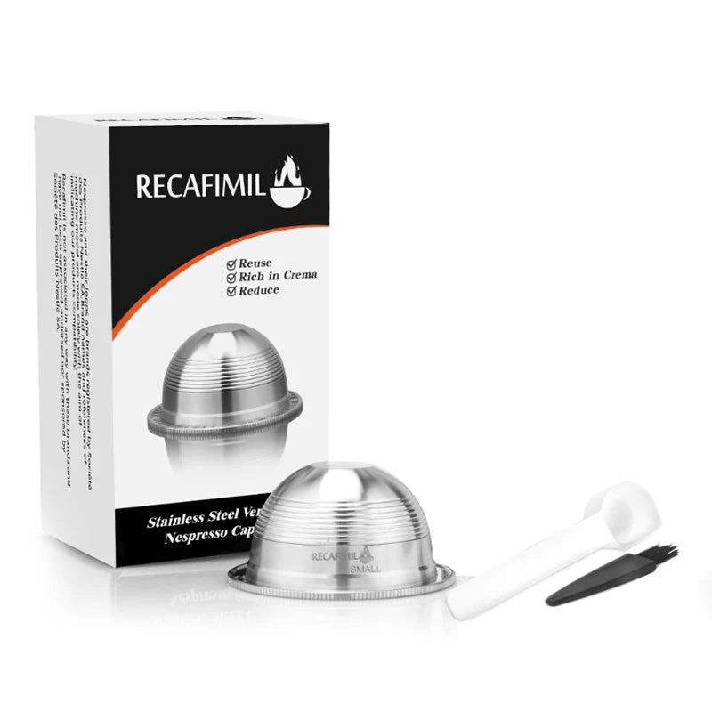 Stainless Steel Reusable Coffeee Pod Capsules for Nespresso Vertuo Plus Series Coffee Machine Espresso Filtration Pods