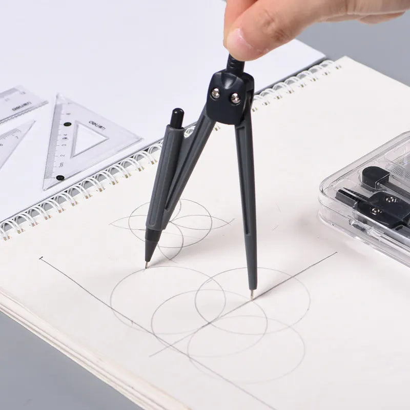 Deli Compass Set Mathematical Drawing Set Tool Professional Multifunctional Ruler School Supplies 7pcs/Set Drafting Set