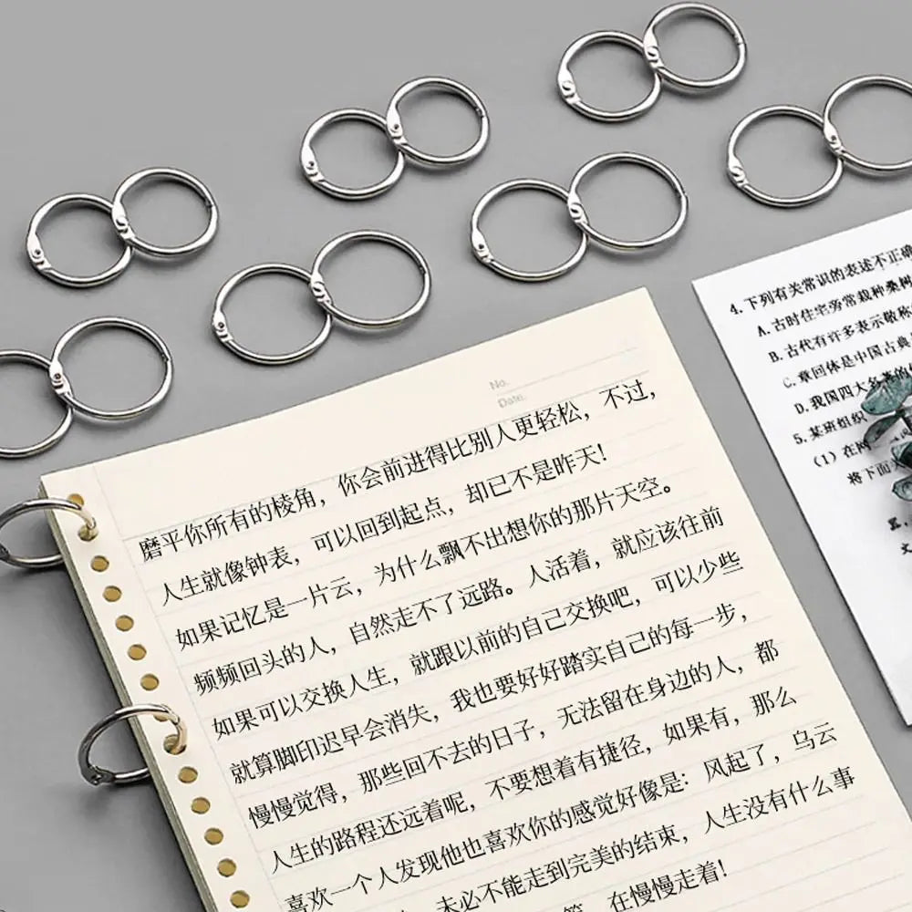 Durable Metal Binder Ring Silver/Rose Gold Office Supplies Loose-leaf Ring Clip 20/30/40/50mm Binding Clip Book