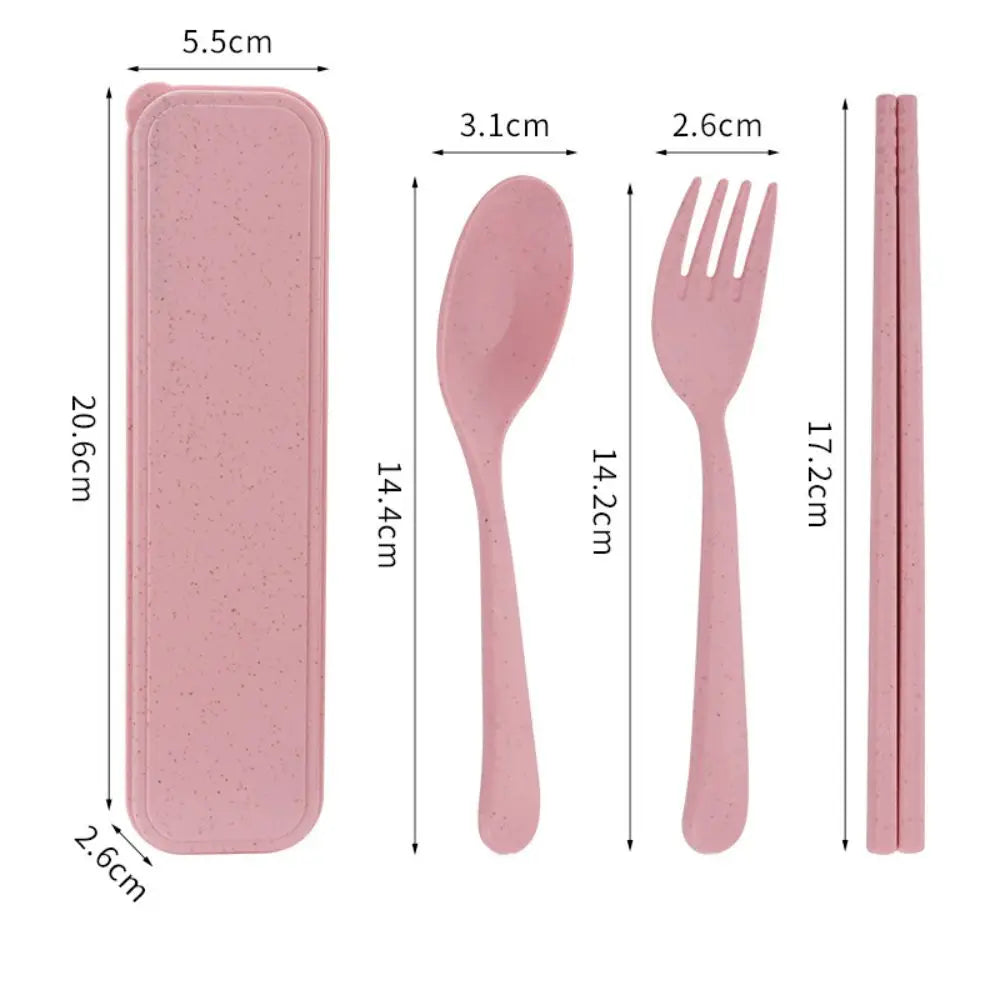 Gift Plastic Cutlery Set Simplicity With Storage Box Fork And Chopsticks Set Portable Spoon