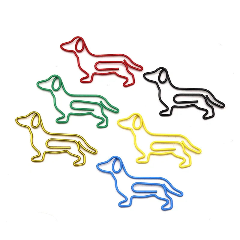 10-100pcs Creative Colorful Dachshund Paper Clips Cartoon Creative Metal Animal Special-shaped Bookmark Clip Paper Clamps
