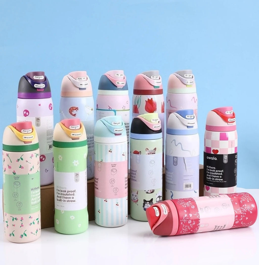 Stainless Steel Water Bottle 32oz Vacuum Insulated Water Bottle with Straw & Leak-Proof Lid Portable Handheld Vacuum Flasks