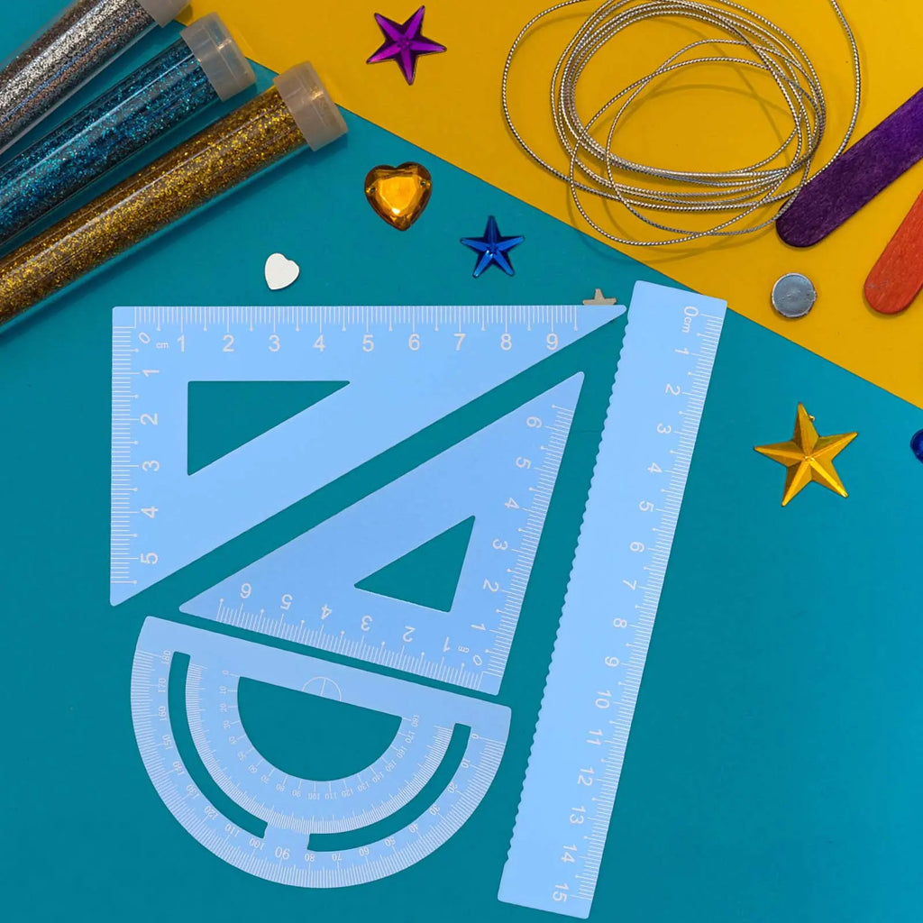 4Pcs Metal Ruler Set Aluminum Alloy Geometry Math Drawing Measuring Stationery Kit for Students School Office Use