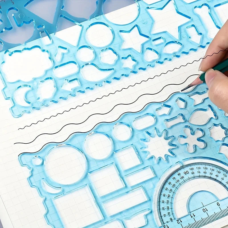 2pcs/set Multifunctional Geometric Ruler for Drawing and Crafting - Flower, Semicircle, and Geometric Patterns - Fun
