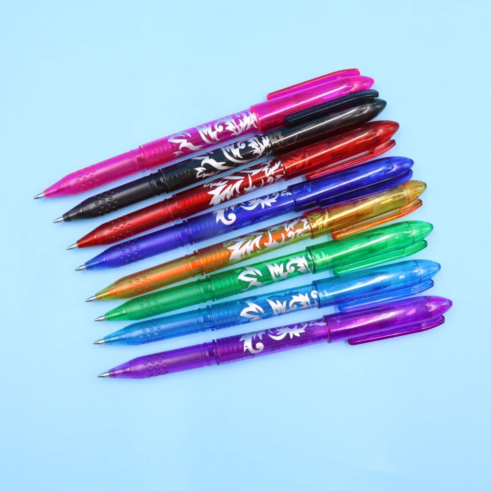 8pcs Multi-Color Erasable Gel Pen 0.5mm Tip Painting Writing Drawing School Black Blue Red Pink Orange Green Purple Light Blue
