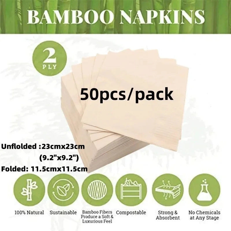 100% Compostable and Eco-friendly Paper Dinner Napkins Perfect for Everyday Dinning,Beverages or Cocktail Disposable